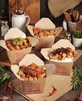Boîte à riz jetable en papier, emballage pour poulet et riz à emporter, boîte de restauration