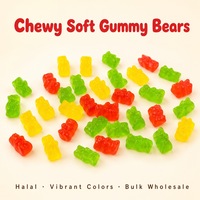 Bonbons gélifiés halal en forme d'ours, bonbons moelleux et masticables, vente en gros, saveurs de fruits, fournisseur OEM ODM