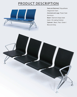 Banc Siège d'attente pour aéroport en acier inoxydable Station d'hôpital Réception Salle d'attente 3 places Link Gang Chaise d'attente