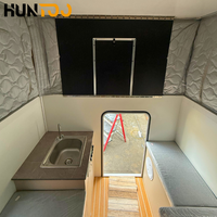 Huntoo Tente de camping légère en fibre de verre renforcée, escamotable, pour pick-up, camping-car, tout-terrain, avec toit relevable