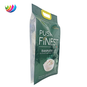 Sachet d'emballage alimentaire personnalisé imprimé, recyclable, de qualité alimentaire, en plastique, pour riz, avec poignée et fermeture thermoscellée - Product Image 1