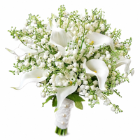 Seiden-Calla-Lilien-Bouquet in Weiß, Lila und Elfenbein für Hochzeiten, Brautstrauß, Tischdekoration, Künstlicher Hochzeitsstrauß