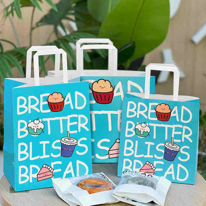 Custom Logo Recycled Kraft Paper Bag for Fast Food Takeout & Restaurant