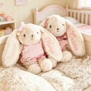 Uionen Lapin en peluche personnalisé avec nœud en fil, décoration de maison, cadeau de Pâques, d'anniversaire ou de baby shower pour enfants et filles - Product Image 2
