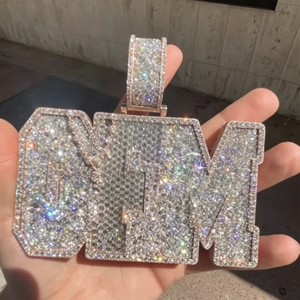 Colgante hiphop con letra personalizada de fábrica, diamante moissanita VVS, pasa el test de diamantes, chapado en oro, plata de ley 925, certificado GRA - Product Image 3
