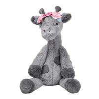 Peluche girafe grise avec couronne de fleurs roses, jouet en peluche girafe doux, jouet interactif pour chiens et chats