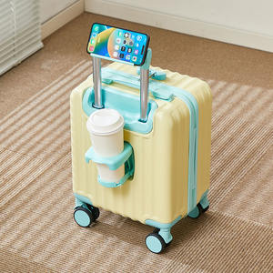 Moderno Trolley <span class=keywords><strong>Piccolo</strong></span> da 14 Pollici in ABS PC con Ruote Piroettanti Valigia da Cabina alla Moda all'Ingrosso con Porta Bicchiere e Porta Telefono - Product Image 2