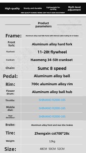 Bicicletta <span class=keywords><strong>da</strong></span> <span class=keywords><strong>Strada</strong></span> Halluta HULDA Storm 700C in Lega di Alluminio con Doppio Freno a Disco, 16 Velocità R2000, Pedali con Sfere e Sella Comfort - Product Image 6
