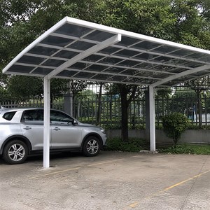 Abri de voiture mural avec revêtement UV 50-100 micromètres, type L, 3m x 5.5m, en polycarbonate massif, structure en aluminium, façade - Product Image 2