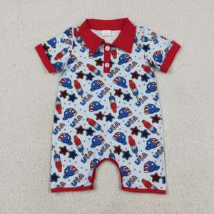 SR4122 RTS Infant baby orange flowers print kids girl wholesale romper sleeveless jumpsuit child cute sleeper set - Product Image 4