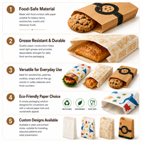Sacs en papier ciré personnalisés avec logo, sacs en papier kraft ciré résistants à la graisse, emballage alimentaire pour bonbons, en-cas, boulangerie