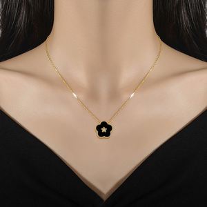 Tarnish Free Gold Plated No Fade Double Side Flower Clavicle <b>Chain</b> Necklace for Women Zircon Geometric Stainless Steel Necklace - Product Image 3