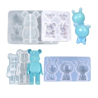 Kit lengkap Resin epoksi DIY Tag gantung bunga kering hewan beruang gipsum untuk hadiah