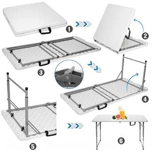 Bestselling Rectangular HDPE Plastic Resin Folding <strong>Table</strong> <strong>with</strong> <strong>Foldable</strong> Steel <strong>Legs</strong>. - Product Image 2