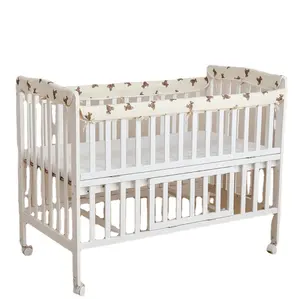 4PCS Cotton Muslin Baby Crib Bumper Cover Protector Set for Standard Cribs Long Rail Reversible Teething Crib Rail Cover