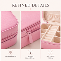 Boîte à bijoux de voyage en cuir PU personnalisée, organiseur de rangement portable à fermeture éclair pour bagues, colliers, boucles d'oreilles