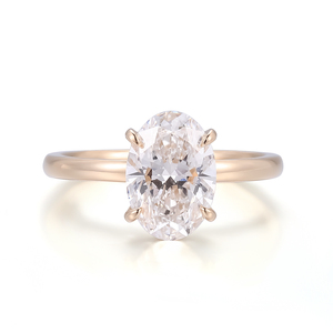 خاتم ألماس كلاسيكي بتصميم بيضاوي 2 قيراط، خاتم ذهب خالص عيار 14 قيراط، حجر رئيسي بقطع بيضاوي، ألماس مختبري معتمد من IGI، خاتم خطوبة - Product Image 2