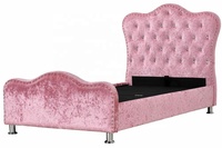 Cadre de lit matelassé en tissu de lin rose, avec couvre-chef, pour fille, meubles chinois, grande taille