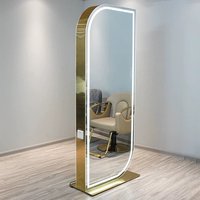 Miroir double LED de luxe moderne de haute qualité, durable, en verre écologique et acier inoxydable, pour salon de coiffure et institut de beauté