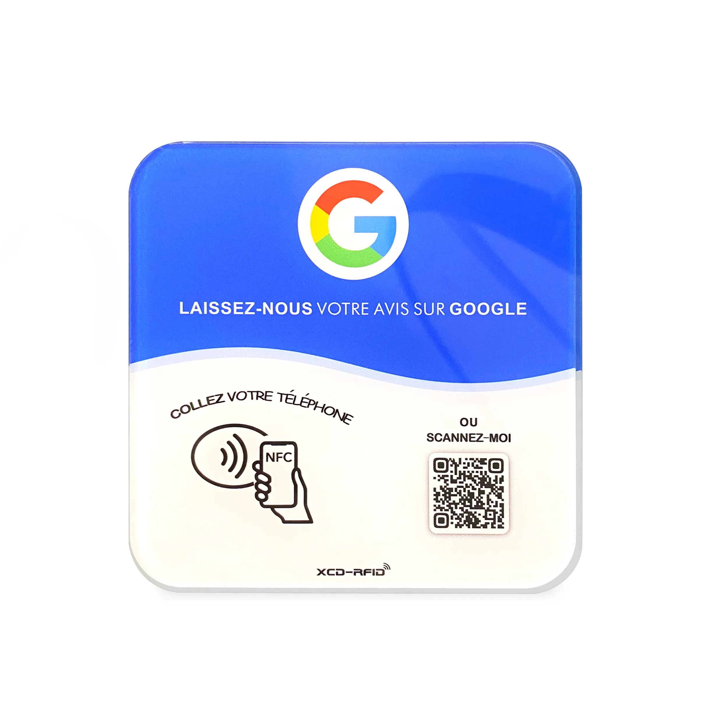 Acrilico personalizzato NFC google review stand tabella display qr code per google recensione ristorante menu social media