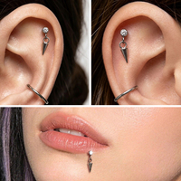 Fuxuan ASTM F136 Titane Plaqué Argent Embouts Filetés en Forme de Triangle pour Piercings Conch, Daith, Hélix, Tragus, Bijoux de Corps Unisexe pour Mariage et Fête