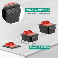 Interrupteur à bascule pour bateau KCD4 DC 12V-24V 250V 16A DPST 4 broches 2 positions ON/OFF avec voyant LED rouge CE IP65