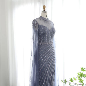 Jancember SZ174 Dubai yüksek boyun ince Mermaid akşam balo önlük ile kap kollu - Product Image 6