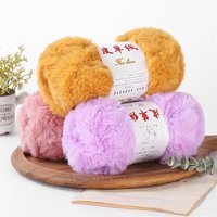 Kit DIY 100% Polyester Teint Anti-Boulochage pour Tricot Manuel, Bonnet et Écharpe en Fausse Fourrure de Vison Moelleuse à Poils Longs, Fil Fantaisie Fait Main