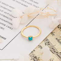 Emotiona Circuluml Factory Bague en Argent Sterling 925 Plaqué Or 14K avec Pierre Précieuse Turquoise Opale Simpler