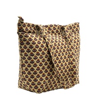 Sac fourre-tout élégant et écologique en soie, style bohème, avec pompon, bouton, doublure en coton et broderie, inspiré des saris.
