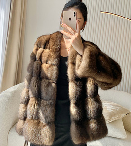 Acheter Femmes Noir Sable Mink Manteau D'hiver Court Fourrure Sable Manteau Pur Naturel Sable Manteau De Fourrure De Sable - Product Image 4