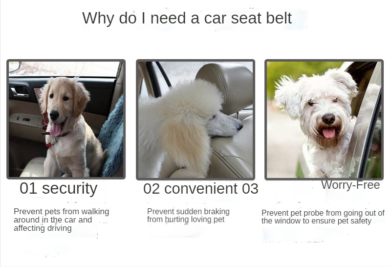 Amazon hot selling pet car seat belt car retractable leash dog harness dog leash dog supplies