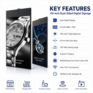 Pantalla Digital de Señalización de Doble Cara de 43 Pulgadas, Pantalla LCD Ultra Delgada para Publicidad en Escaparates y Centros Comerciales - Product Image 5