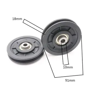 Black U Groove Wheel Fitness Pulley Aluminum Gym Pulley 10*91*18*25mm Bearing Roller Wheel
