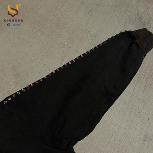 ผู้ผลิตเสื้อฮู้ดซิปแบบสตรีทแวร์ผ้าฝ้ายเฟรนช์เทอร์รี่แท้ 100% รับผลิตตามสั่ง (OEM) พร้อมตกแต่งด้วยคริสตัล - Product Image 3
