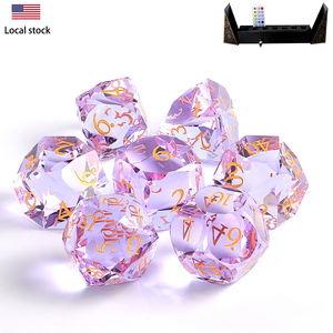 7 조각 K9 크리스탈 유리 다면체 DND 보라색 주사위 세트 핸드 컷 다이아몬드 D20 D6 엔터테인먼트 보석 맞춤형 로고 미국 창고 - Product Image 1