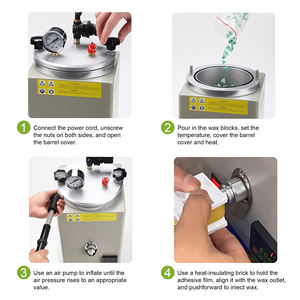 Machine d'injection de cire sous vide pour la fabrication de bijoux, moulage de cire avec manomètre, contrôle de température, pompe manuelle - Product Image 4