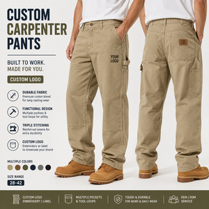Pantalones de Trabajo Personalizados con Doble Rodilla para Carpintero, Pantalones Utilitarios para Hombre con Múltiples Bolsillos, Ropa de Trabajo Duradera de Mezcla de Algodón - Product Image 1