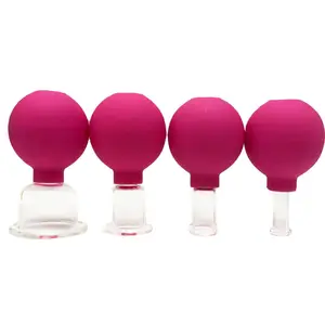 Set di coppette per il viso in vetro con ventosa sottovuoto in Silicone Set di terapia linfatica Set di coppettazione professionale per il viso