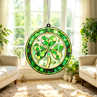 Cadeaux pour la Saint-Patrick pour femmes et hommes, attrape-soleil en verre avec trèfle irlandais, décoration suspendue pour la maison, décoration de fête