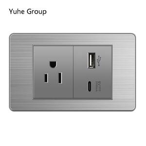 เต้ารับติดผนังสแตนเลสแบบสัมผัสมาตรฐานอเมริกัน 20A พร้อมพอร์ต USB 1 ช่อง 1 กลุ่ม และสวิตช์ไฟถนน 2 ช่อง - Product Image 6