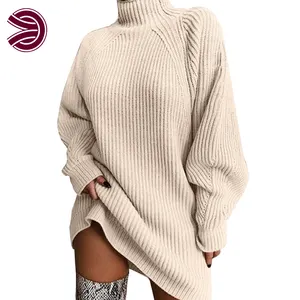 Custom Round Neck Turtleneck Oversized Plain Cropped Pullover Sweaters Plus Size Women'S Dress