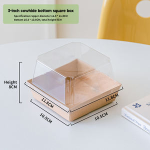 Emballage de pâtisserie en carton de 3 pouces de haute qualité boîtes à gâteaux de boulangerie jetables imprimé Mini fond en papier Kraft avec couvercle transparent en PET - Product Image 2