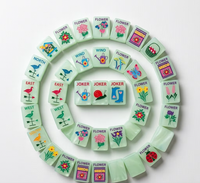 Ensemble de Mahjong de Luxe Matcha Pearl 160 Tuiles, Motif Floral Designer Garden Glow, Collection Cadeau Artisanale Américaine, Portable