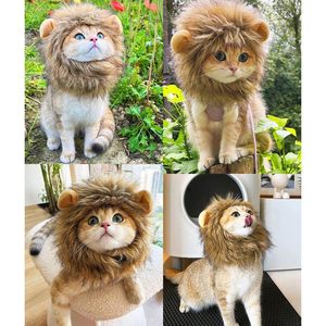 Premium stile classico leone criniera parrucca regolabile lavabile per il Costume di gatto di Halloween comodo pelo di leone vestiti di gatto vestito - Product Image 4