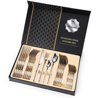 Ensemble de couverts en acier inoxydable Knight de 24 pièces, coffret cadeau, couteau, fourchette, cuillère, vaisselle, usage quotidien, coffret cadeau pour les fêtes