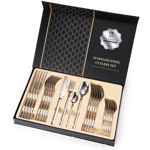 Ensemble de <span class=keywords><strong>couverts</strong></span> en acier inoxydable Knight de 24 pièces, coffret cadeau, couteau, fourchette, cuillère, vaisselle, usage quotidien, coffret cadeau pour les fêtes - Product Image 6