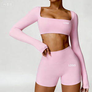 Completo Set Yoga Donna: Reggiseno Sportivo di Alta Qualità, <span class=keywords><strong>Leggings</strong></span> a Vita Alta e Top a Maniche Lunghe - Abbigliamento Sportivo da Palestra e Fitness - Product Image 1