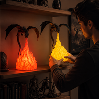 Figurine LED 3D Dragon de Feu pour Décoration de Bureau, Statue Lumineuse Fantastique pour Collectionneurs, Cadeau