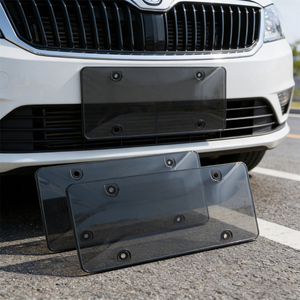Lot de 2 caches-plaques <span class=keywords><strong>d</strong></span>'<span class=keywords><strong>immatriculation</strong></span> incurvés transparents/fumés pour voiture, conformes aux normes américaines - Product Image 3